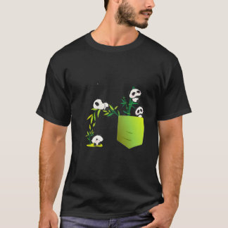 T-shirt Famille de pandas et pandas de poche