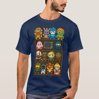 T-shirt Famille de peluches Chibi de jeu vidéo