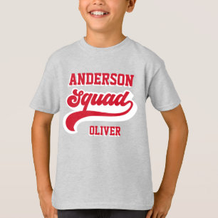 T-shirt Famille d'équipe moderne rétro assorti rouge blanc