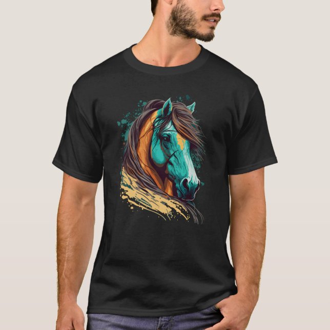 T-shirt Famille d'illustrations du visage de cheval (Devant)