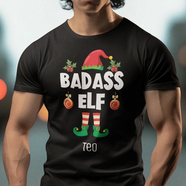 T-shirt Famille elfe Badass assortie noël avec nom (Créateur téléchargé)