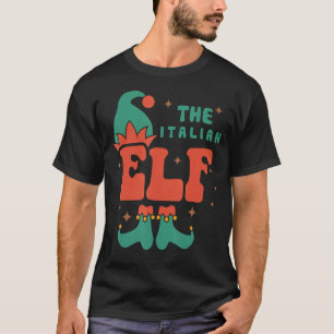 T-shirt Famille Elfe Italienne Correspondant Noël Pjs Drôl