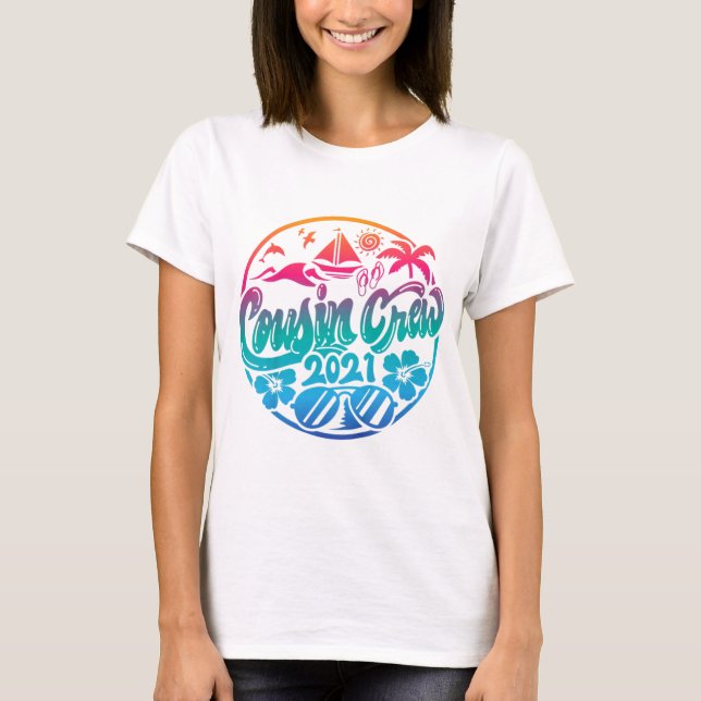 T-shirt Famille Enfants Cousin Crew Summer Vacances Plage (Devant)