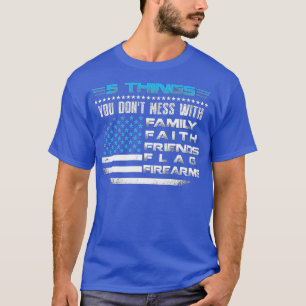 T-shirt Famille Foi Amis Drapeau Armes à feu Drapeaux amér