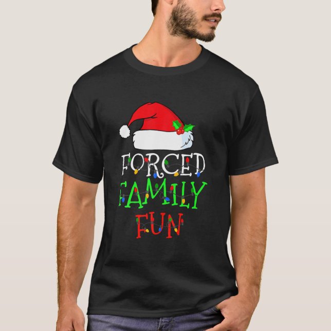 T-shirt Famille forcée Amusants Sarcastique de Noël Pyjama (Devant)