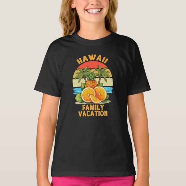 T-shirt Famille Hawaii Vacances (Devant)
