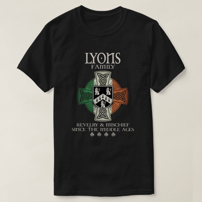 T-shirt Famille Lyons bras Irlande Croix celtique irlandai (Design devant)