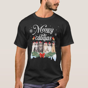 T-shirt Famille Meowa Catmas Correspondant Pajamas de Noël
