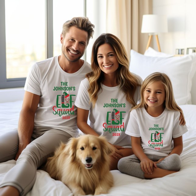 T-shirt Famille moderne Correspondant Escouade elfe Noël (Créateur téléchargé)