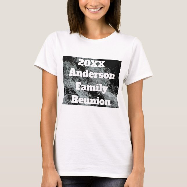 T-shirt Famille Moderne Réunion Noir Blanc Eau Plante (Devant)
