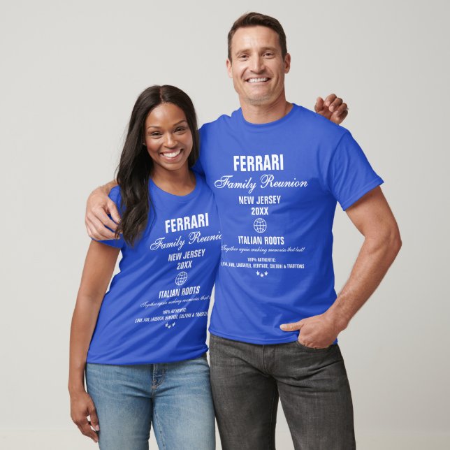 T-shirt Famille Moderne Réunion Personnalisée Royal Blue (Unisexe)