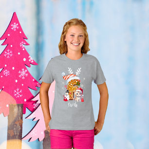 T-shirt Famille Noël Père Noël Gingerpain Alphabet F Fille