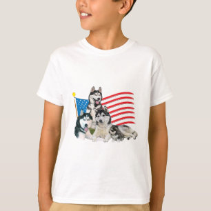 T-shirt Famille patriotique de chien de traîneau sibérie