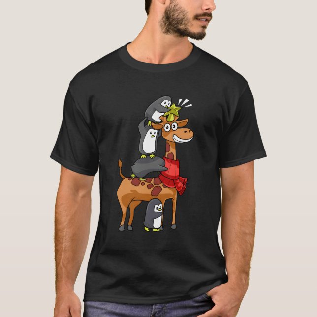 T-shirt Famille Penguin Giraffe (Devant)