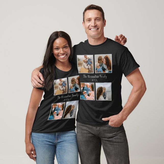 T-shirt Famille personnalisée 4 photo collage modèle (Unisexe)