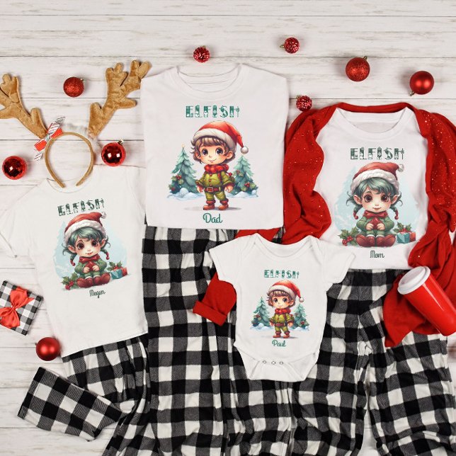 T-shirt Famille personnalisée Correspondant Elfe de Noël (Créateur téléchargé)
