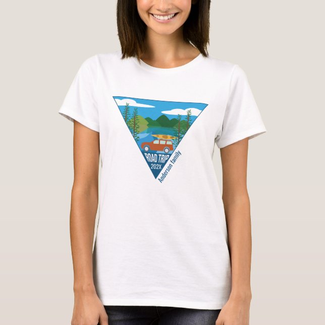 T-shirt Famille personnalisée Voyage de route dans la mont (Devant)