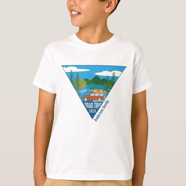T-shirt Famille personnalisée Voyage de route dans la mont (Devant)