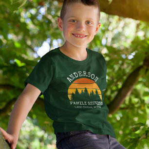 T-shirt Famille Pine Réunion Arbres Coucher de soleil Garç