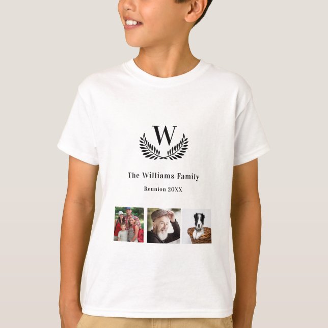 T-shirt Famille Réunion photo collage monogramme enfants (Devant)