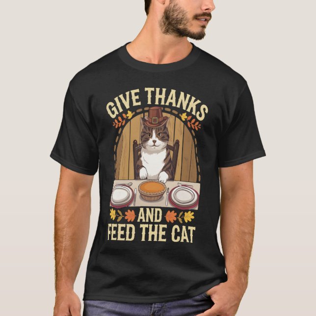 T-shirt Famille Thanksgiving Cat (Devant)