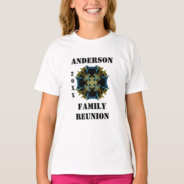 T-shirt Famille unique Kaleidoscope Gold Blue Réunion (Devant)