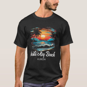T-shirt Famille Vacances Retro Sunset Floride Siesta Key B