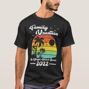 T-shirt Famille Vacation 2022 Vintage Us Virgin Island Bea
