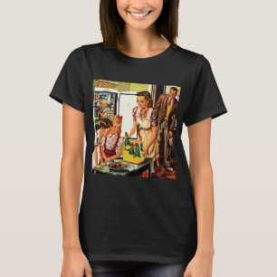 T-shirt Famille Vintage, Maman avec Enfants, Snacks dans l