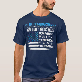 T-shirt Family Faith Friends Flag Chemise d'armes à feu Am