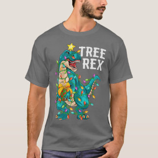 T-shirt Family Matching Boys Enfants Xmas Tree Re Dinosaur