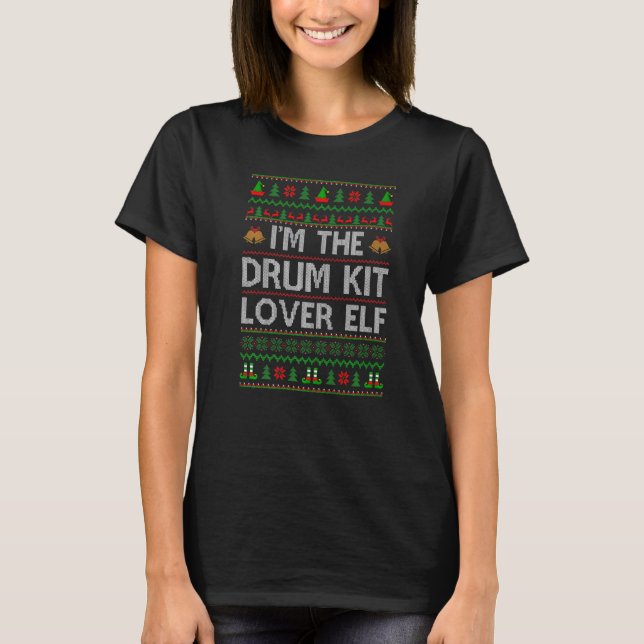 T-shirt Family Matching Ugly Je suis The Drum Kit Elf Chri (Devant)