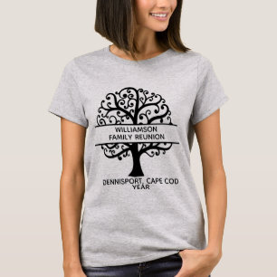 T-shirt Family Tree Reunion Black Modern Drawing