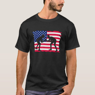 T-shirt Fan de catch avec le drapeau américain de lutteur