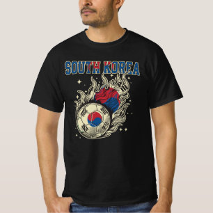 T-shirt Fan de football sud-coréen avec ballon en flammes