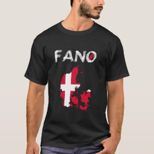 T-shirt Fanö Fano Danemark île Silhouette Carte Drapeau Va