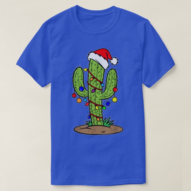 T-shirt Fantaisie Cactus lumières de Noël Arbre Pyjamas Ho (Design devant)