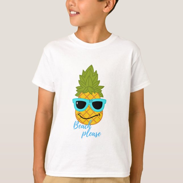 T-shirt Fantaisie D'Ananas Avec Lunettes De Soleil Été (Devant)