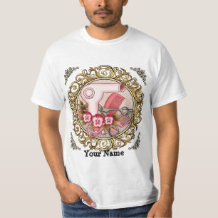 T-shirt fantaisie de pansy rose pour esthéticienne