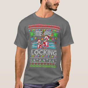 T-shirt Fantaisie Flamant rose lumières laide doux Noël An