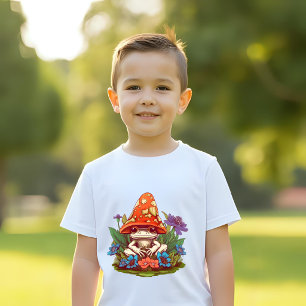 T-shirt Fantaisie florale de grenouille de champignon mign