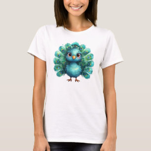 T-shirt Fantaisie mignonne Paon bleu fantaisiste