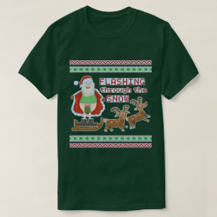 T-shirt Fantaisie Noël Père Noël Flashing Thru Snow