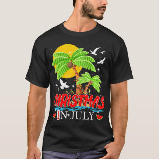 T-shirt Fantaisie Palmier & Lumières Noël En Juillet Été