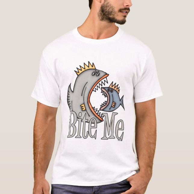 T-shirt Fantaisie Pêche Chemise Pêche Humour Pêche Bite Me (Devant)