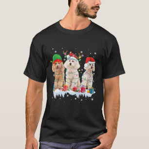 T-shirt Fantaisie Poodle Noël Lumières Père Noël Elf Reind