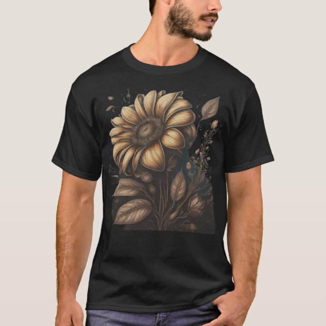 T-shirt Fantastique fleur dorée (Devant)