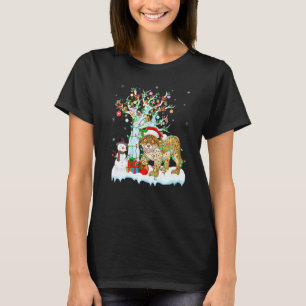 T-shirt Fantastique Lynx Xmas Arbre Éclairage Santa Hat Ly