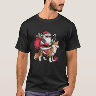 T-shirt Fantastique Noël Éclairage Père Noël équitation Fo