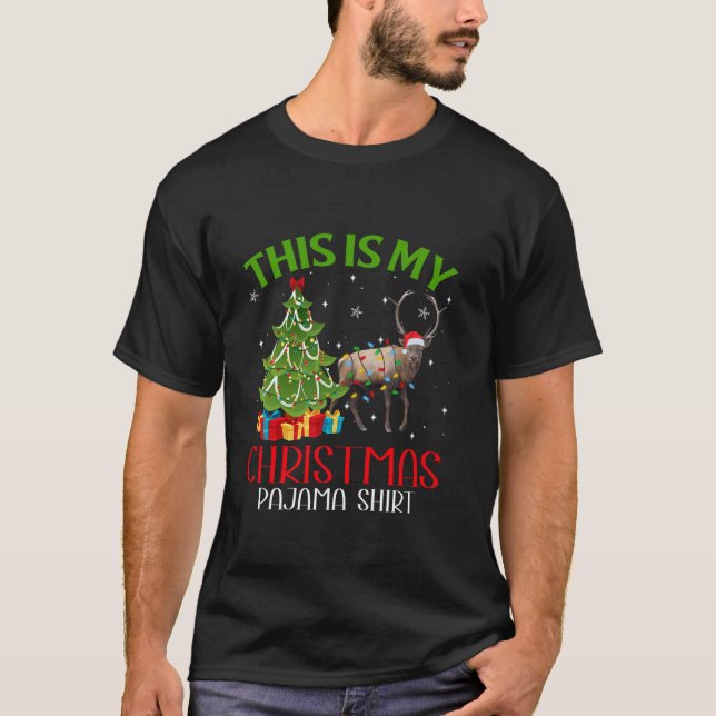 T-shirt Fantastique Noël Père Noël Lumières C'Est Mon Elk  (Devant)